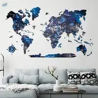 3D World Wooden Map Space