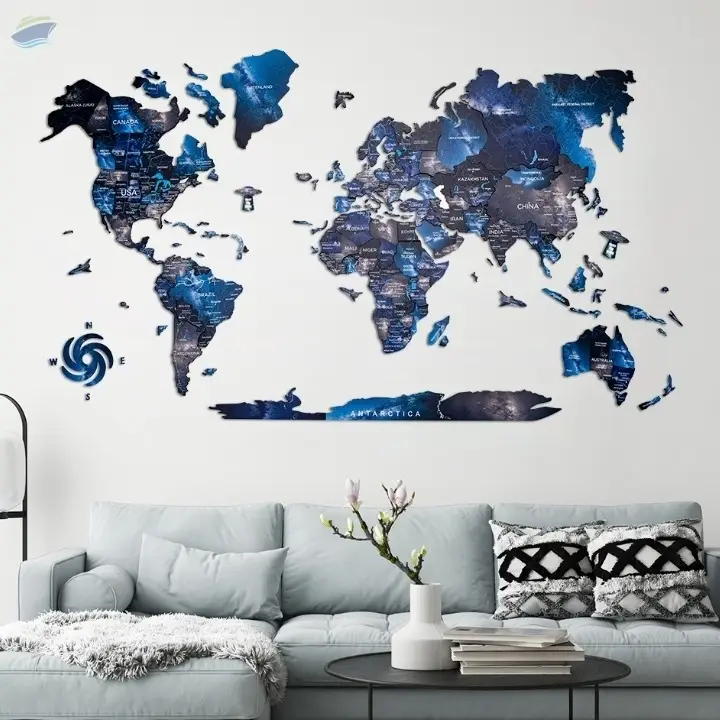 3D World Wooden Map Space