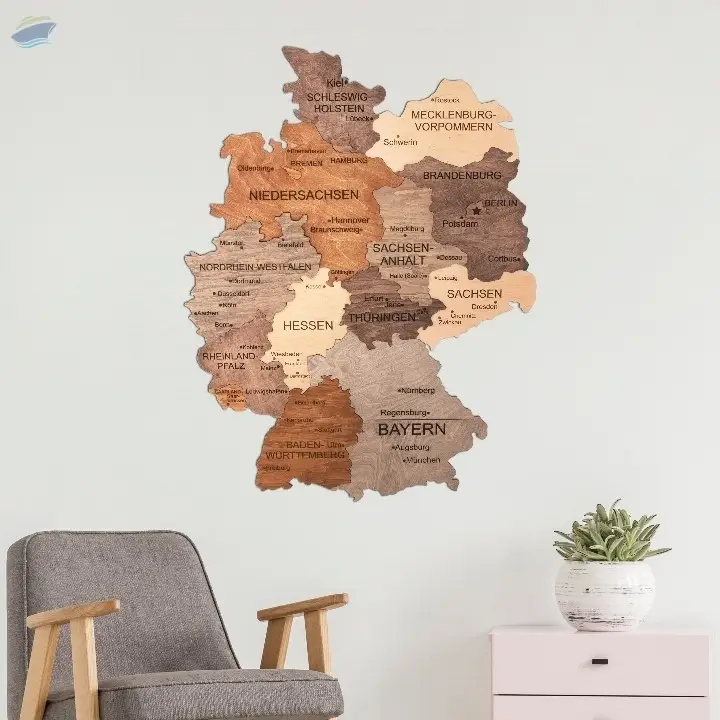 3D Germany Wooden Map Multicolor