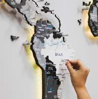 3D LED Wooden World Map Nordik