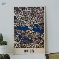3D Wooden City Map Custom