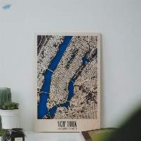 3D Wooden City Map New York