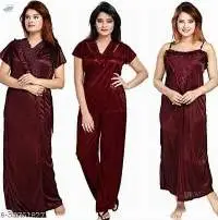 Fancy Womens 4 Pcs. Satin Nighty