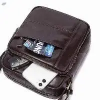 Leather Men Money Bag And Shoulder Bag