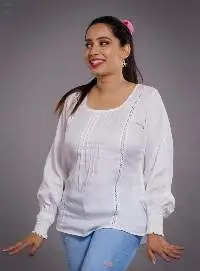 White Half Human Face Top