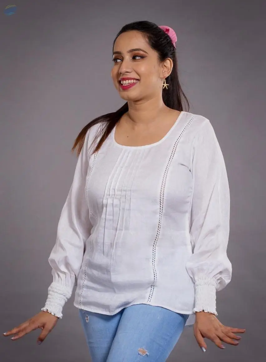 White Half Human Face Top