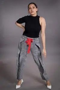 Front Flap Tiny Flowers Embroidered Pants