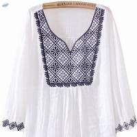 Short Sleeve Tribal Embroidered Blouse