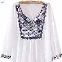 Short Sleeve Tribal Embroidered Blouse