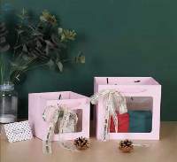 Flower Paper Bag With Window , Square