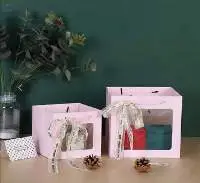 Flower Paper Bag With Window , Square