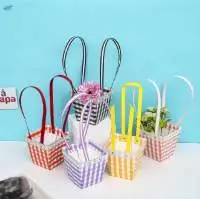 Printed Flower Paper Bag With Handle