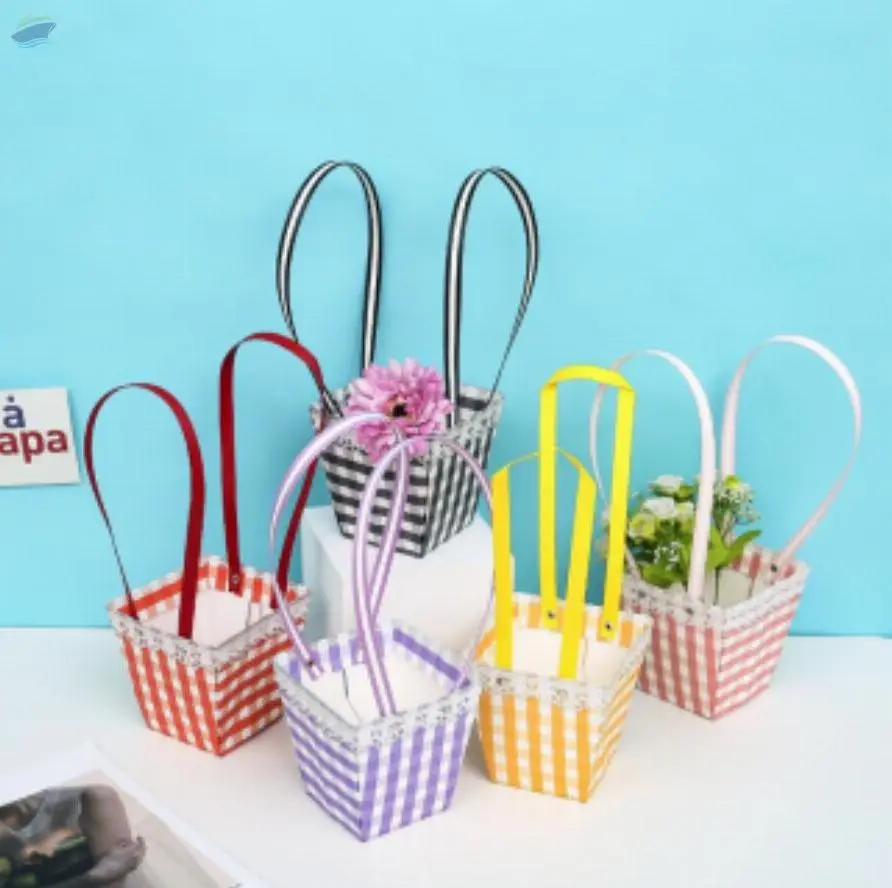 Printed Flower Paper Bag With Handle
