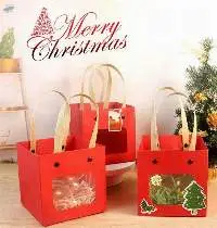 Carry Paper Bag With Window For Merry Christmas