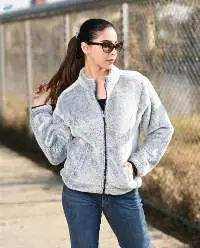 Women Jacket Faux Furr W5 Ice Grey