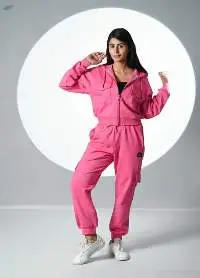 Women Tracksuit With Cargo Pants (Bubble Gum)