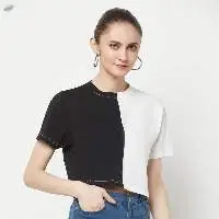 Black & White Crop Top For Women