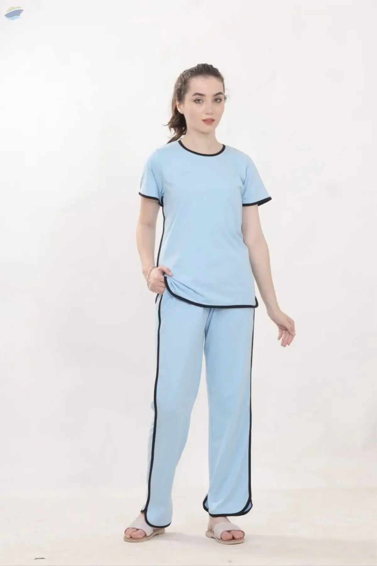 Ladies Pajama Set Sky Blue
