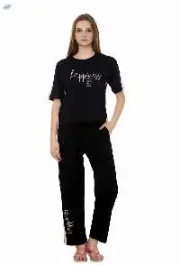 Black With Lavender Side Strip Loungewear