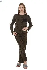 Olive Green Full Sleeves Printed Cord