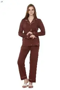 Premium Brown Collar Night Suit