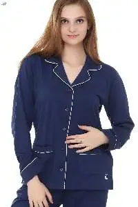 Premium Navy Collar Night Suit