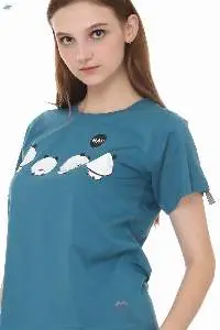 Denim Blue , Panda Print T-shirt