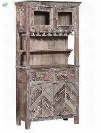 Wooden Recycle Wood Bar Tall Cabinet