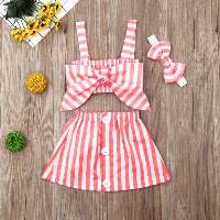 Baby Girls Kids Strap Print Dresses