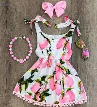 Baby Girls Kids Strap Print Dresses