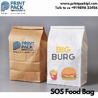 SOS, Food Takeaway Paper Bag- Flat/Square Bottom