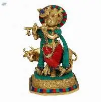 Krishna Idol Hindu God Brass Sculpture