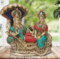 Brass Lord Vishnu with Lakshmi Rest