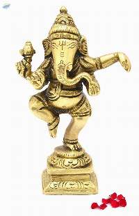 Brass Dancing Ganesh Decor Idol for Home Temple