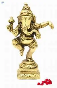 Brass Dancing Ganesh Decor Idol for Home Temple