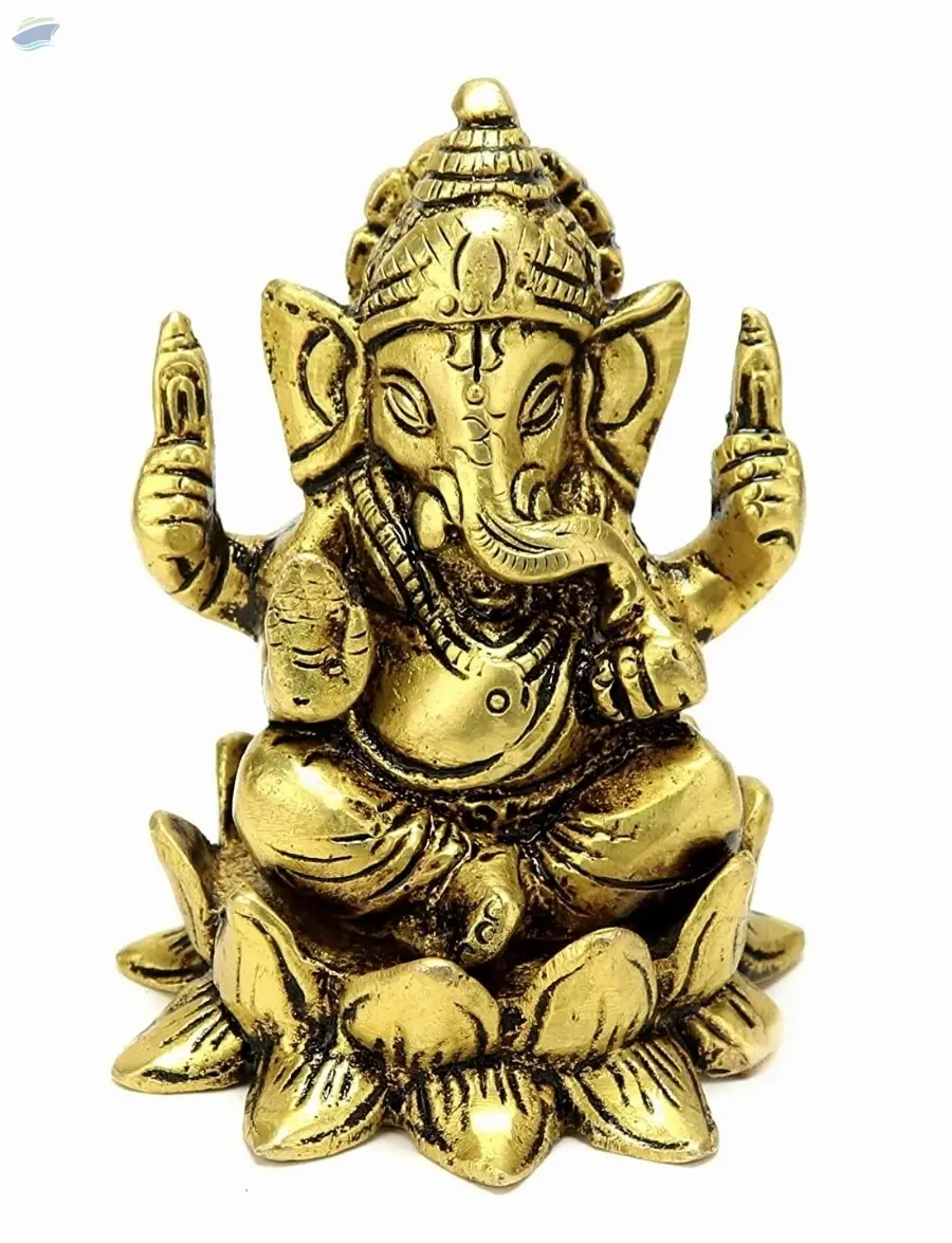 Brass Ganesh on Lotus Showpiece