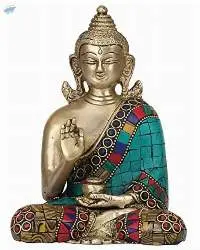 Brass Buddha Statue Blessing with Kalash Idol