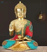 Brass Bhagwan Buddha Statue Blessing Face Murti