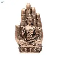 Palm Buddha Idol Brass Sculpture