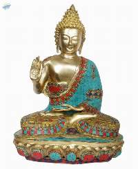 Big Brass Buddha Statue Buddhism Blessing Pose