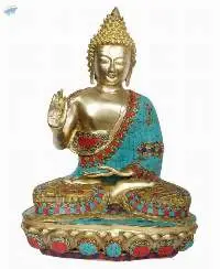 Big Brass Buddha Statue Buddhism Blessing Pose