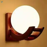 Moon Shape Wooden Wall Light