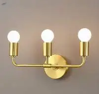 3-Light Gold Brass Wall Sconce Light