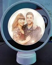 Plastic Round Mirror LED Photo Frame