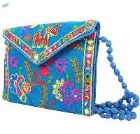 Rajasthani Crossbody Side Bag (Light Blue)