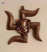 Lord Ganesha on Swastik Metal Wall Hanging