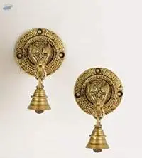 Elephant Face Brass Decorative Bell Pair