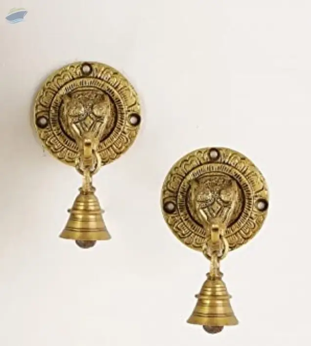 Elephant Face Brass Decorative Bell Pair