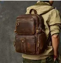 Leather Men's Backpack Laptop Bag