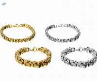 Surgical Steel Steel Two Square Curb Bracelet